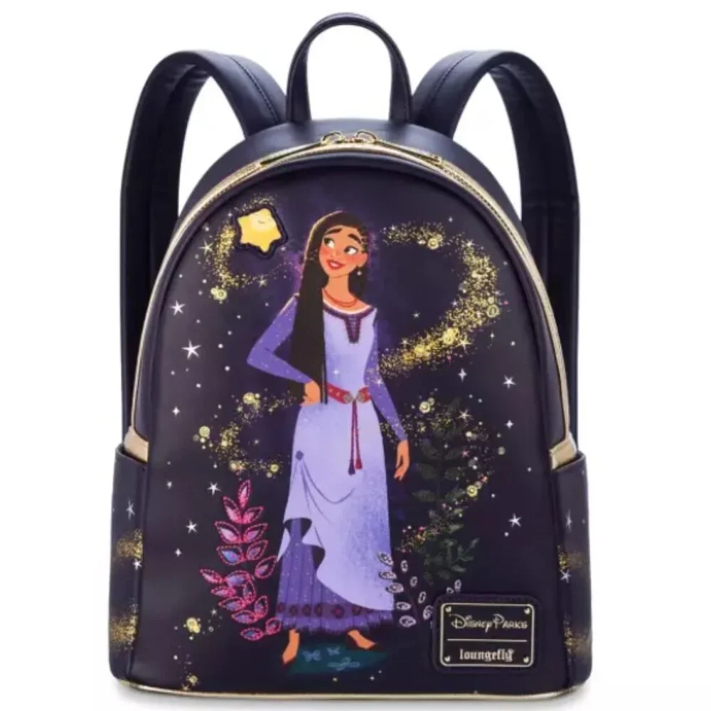 Loungefly Disney Wish Mini Backpack Disney Parks Asha and Star Purple & Gold - Picture 17 of 17